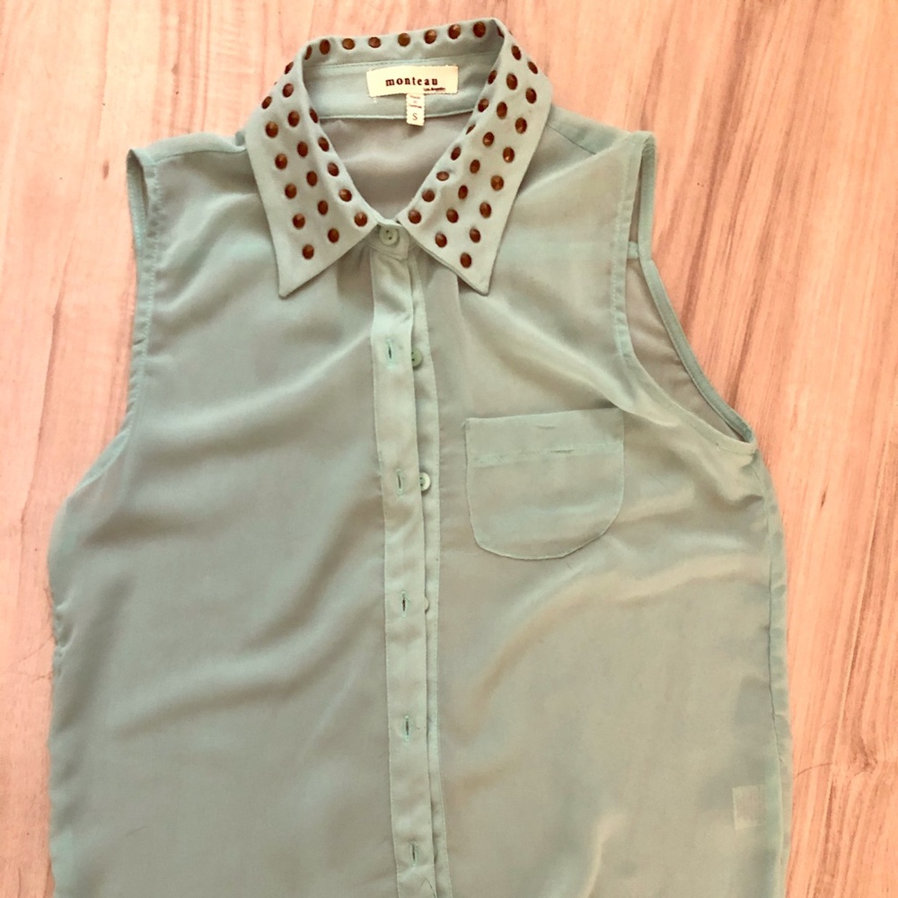 Sheer sleeveless button down